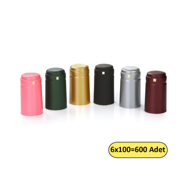 Şişe Kapüşonu (Kapişon Kapşon PVC) 6 Renk x 100'er Adet TOPLAM 600 ADET